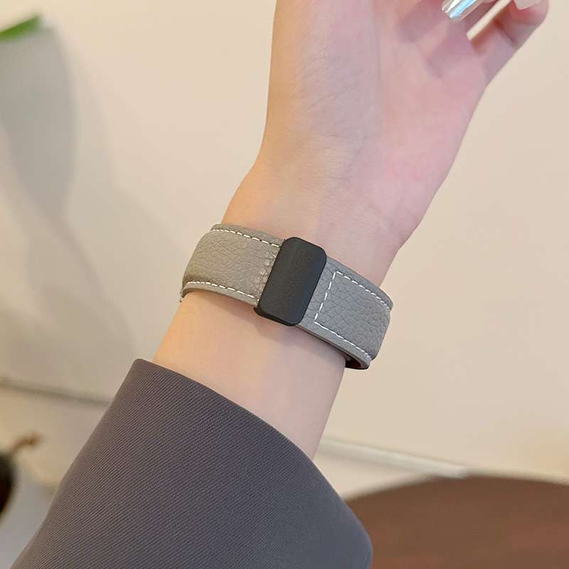 アップルウォッチバンド 本革シュリンクレザー細身ステッチ入りバンド