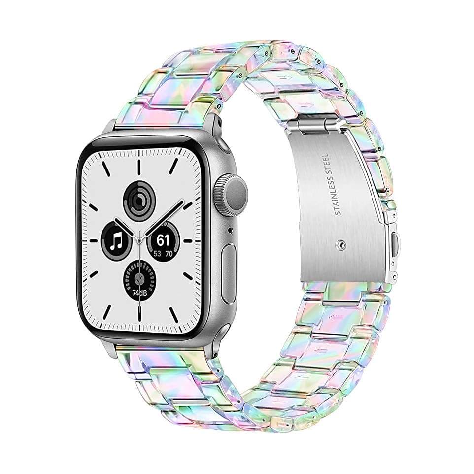 アップルウォッチバンド 虹色輝くホログラムステンレスバンド