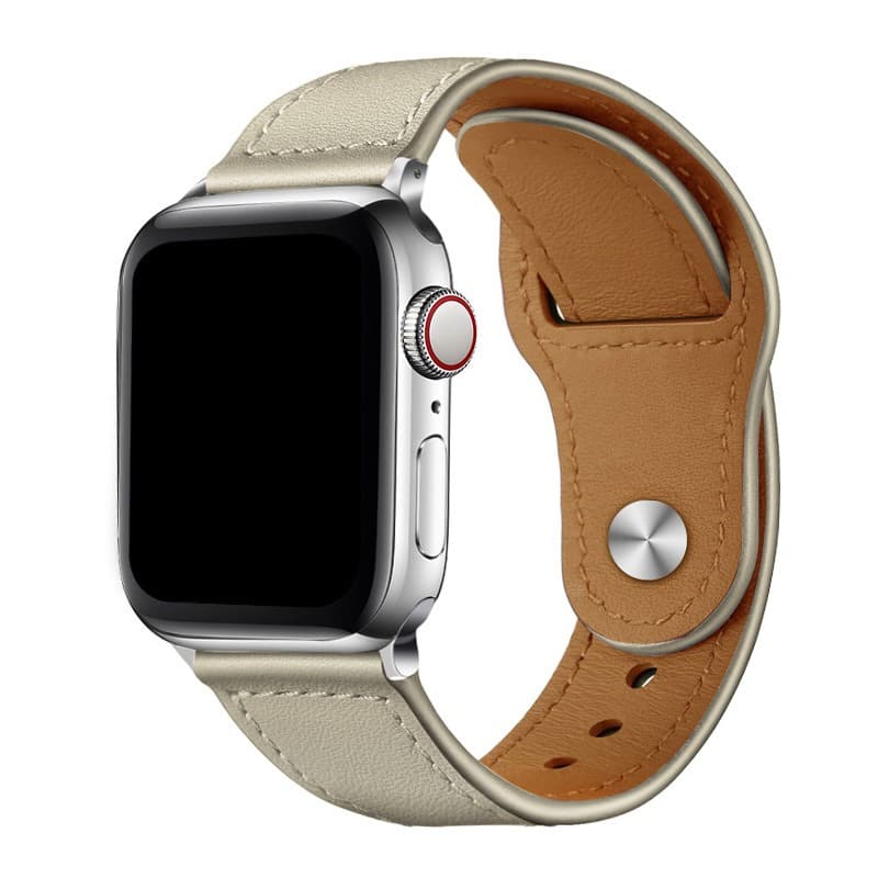 アップルウォッチバンド 本革一体型ボタン式時計替えバンド