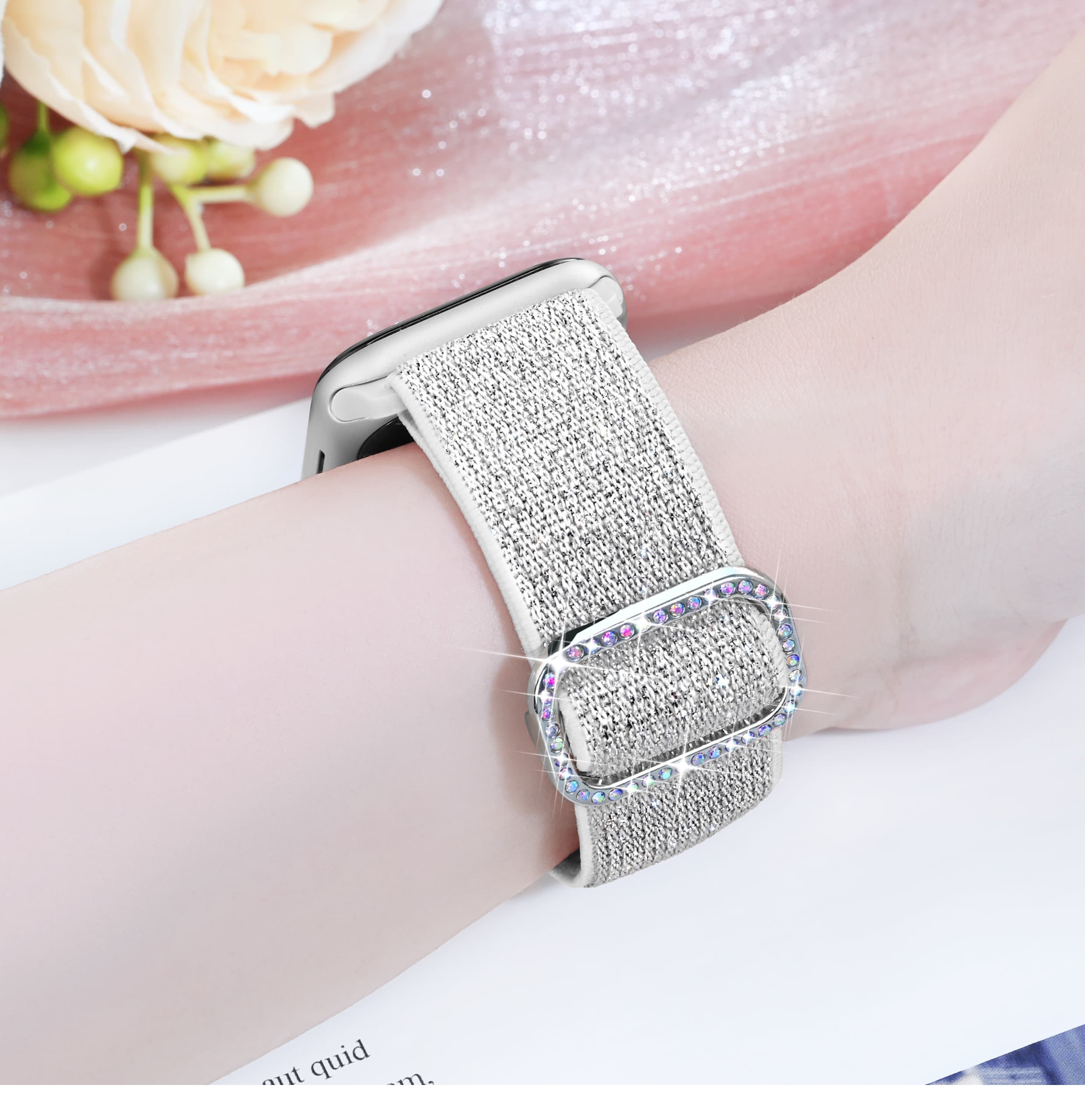 アップルウォッチバンド アップルウォッチバンド キラめき宝石バックル織りベルト