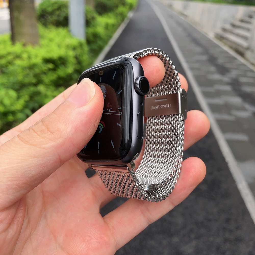 アップルウォッチバンド メッシュ編み込みステンレスバンド