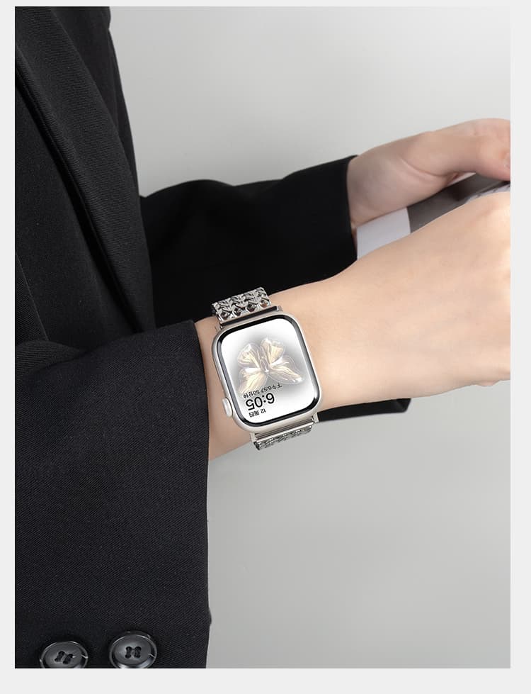 アップルウォッチバンド 編みこみステンレスチェーンバンド
