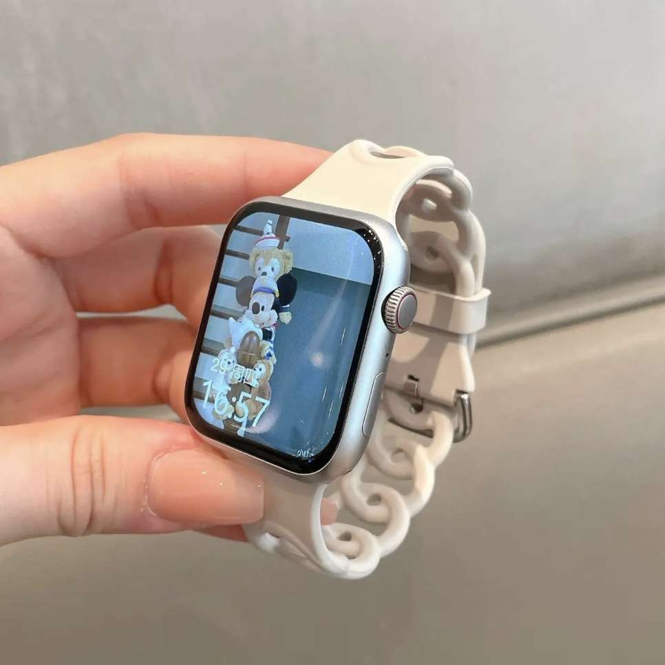 アップルウォッチバンド 輪っか模様のシリコン製スマートウォッチバンド