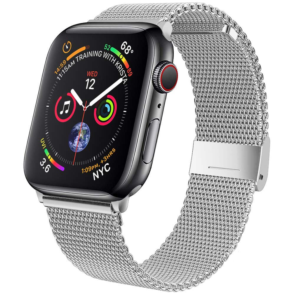 アップルウォッチバンド 磁石式留め具付きステンレスメッシュ編み込みバンド