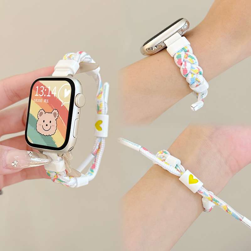 アップルウォッチバンド ニット編みハート柄スマートウォッチバンド