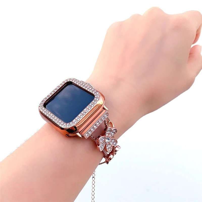 アップルウォッチバンド アップルウォッチ 花モチーフラインストーンバンド