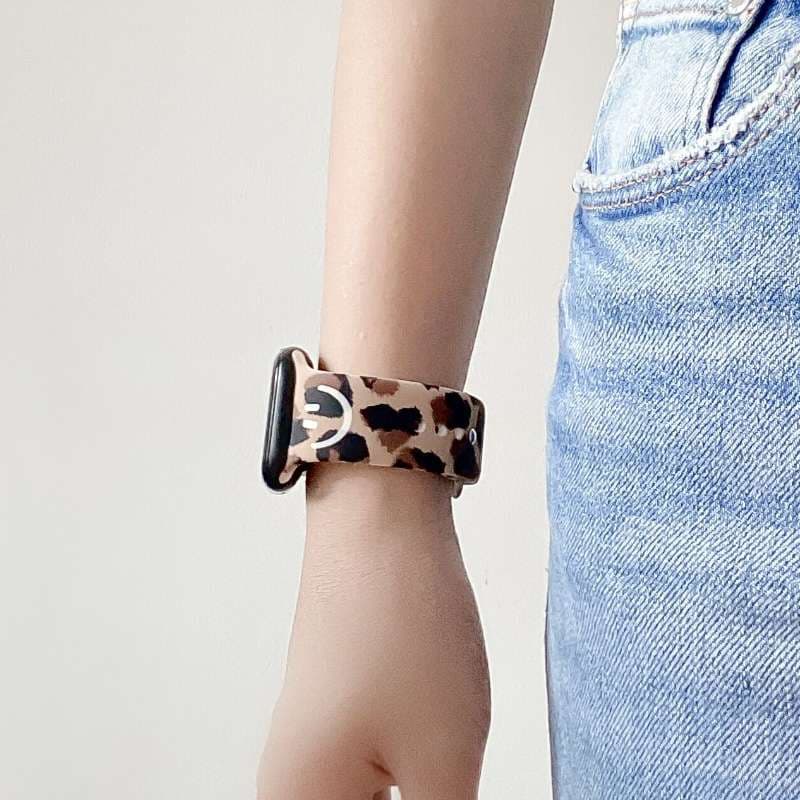 アップルウォッチバンド 豹柄シュシュデザインシリコンバンド