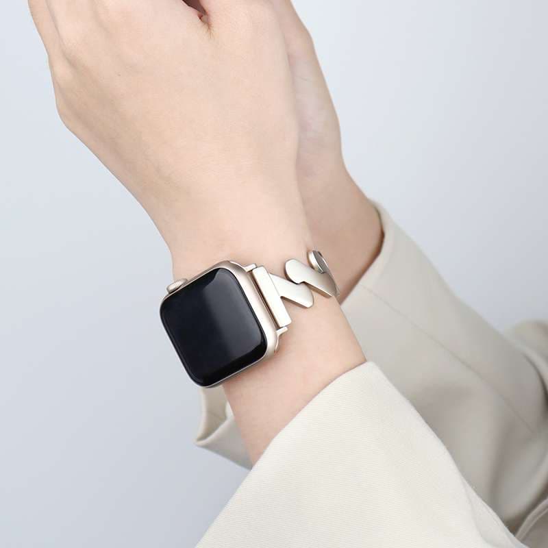 アップルウォッチバンド シックなウェーブデザイン メタルバンド