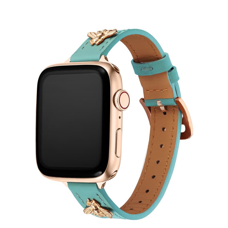 アップルウォッチバンドレザー 立体的な蜜蜂モチーフ付き本革バンド