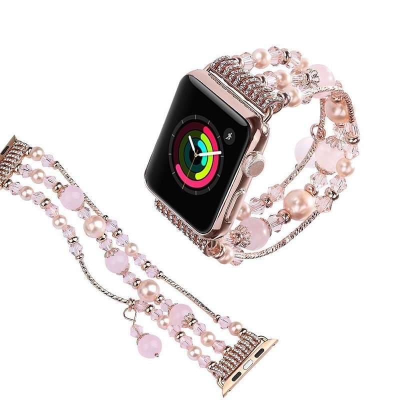 アップルウォッチバンド ピンクパールビーズ