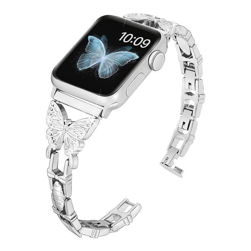 アップルウォッチバンド 蝶モチーフ ブルーメタリック Apple Watchバンド