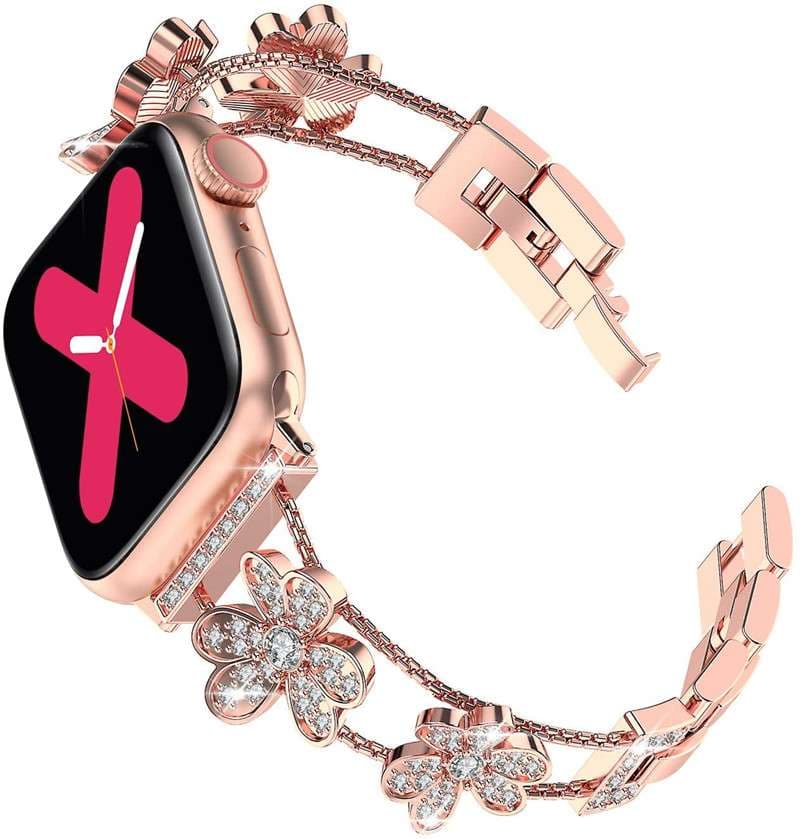 アップルウォッチバンド アップルウォッチ 花モチーフラインストーンバンド