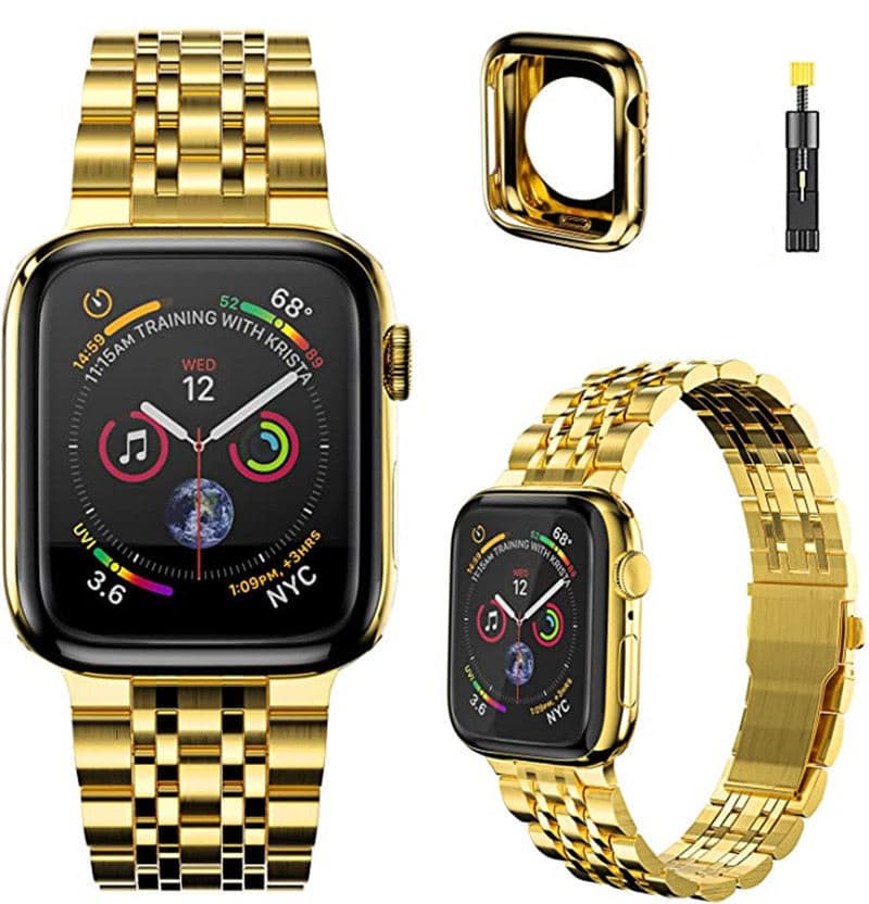 アップルウォッチバンド ステンレス 高級感溢れる七つ編みチェーンステンレス製時計替えバンド