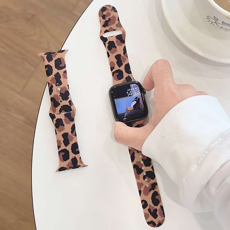 豹柄デザインシリコン製アップルウォッチバンド