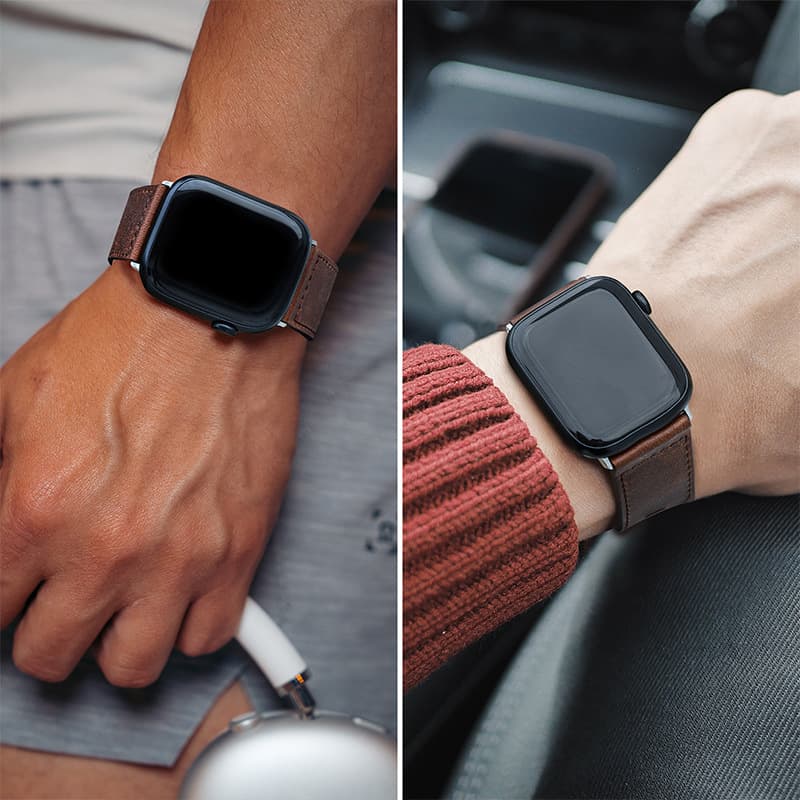 アップルウォッチバンドレザー 本革ステッチ入りスリム型時計替えバンド