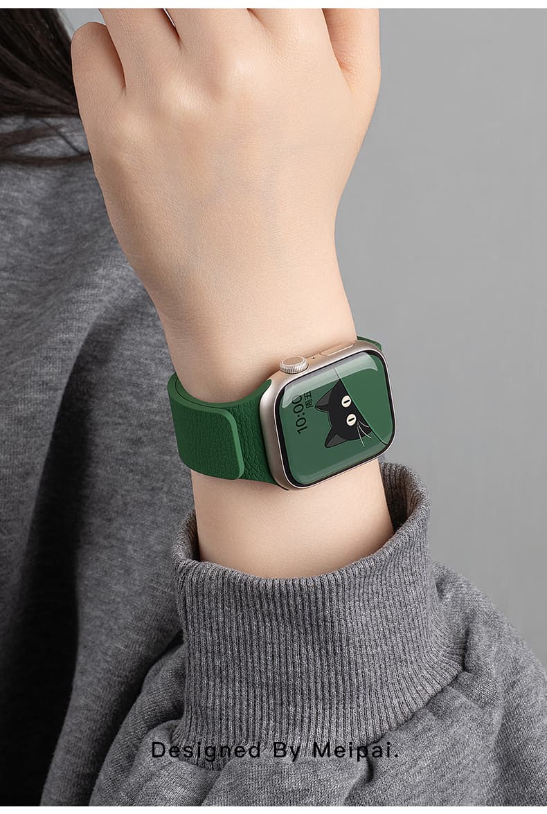 アップルウォッチバンド シンプル一体型レザーバンド