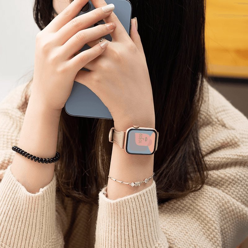 アップルウォッチバンド レザー調スマートウォッチ用交換ベルト