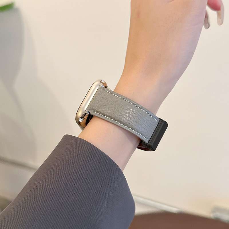 アップルウォッチバンド 本革シュリンクレザー細身ステッチ入りバンド