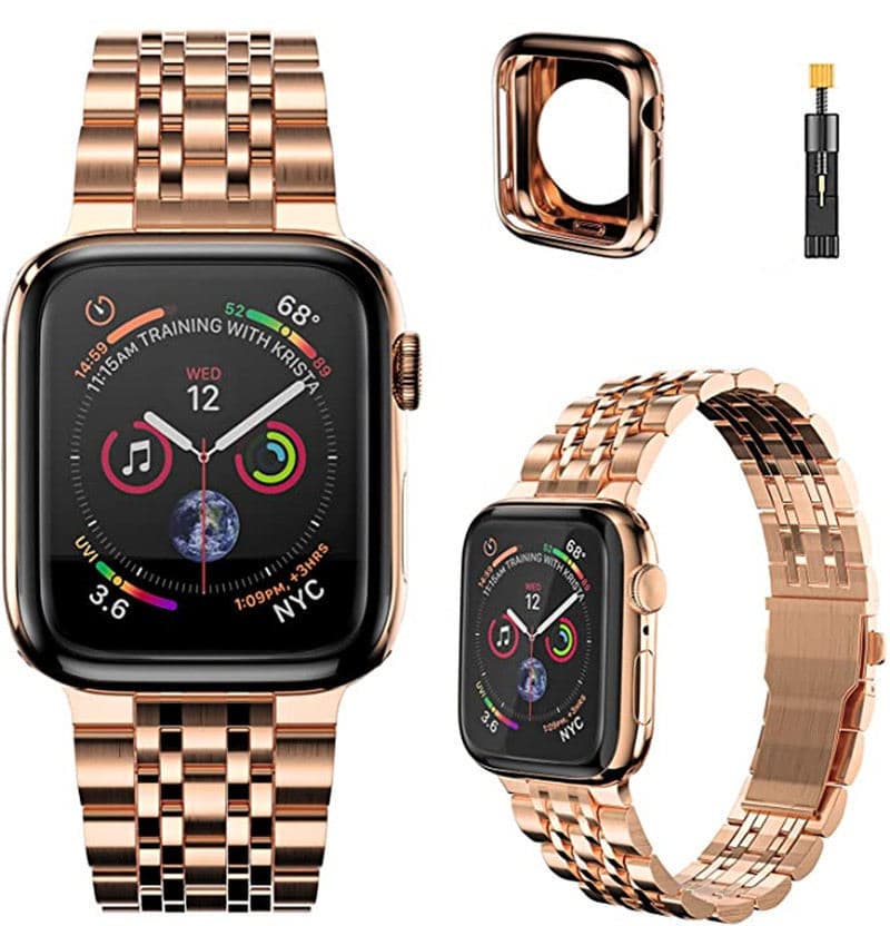 アップルウォッチバンド ステンレス 高級感溢れる七つ編みチェーンステンレス製時計替えバンド