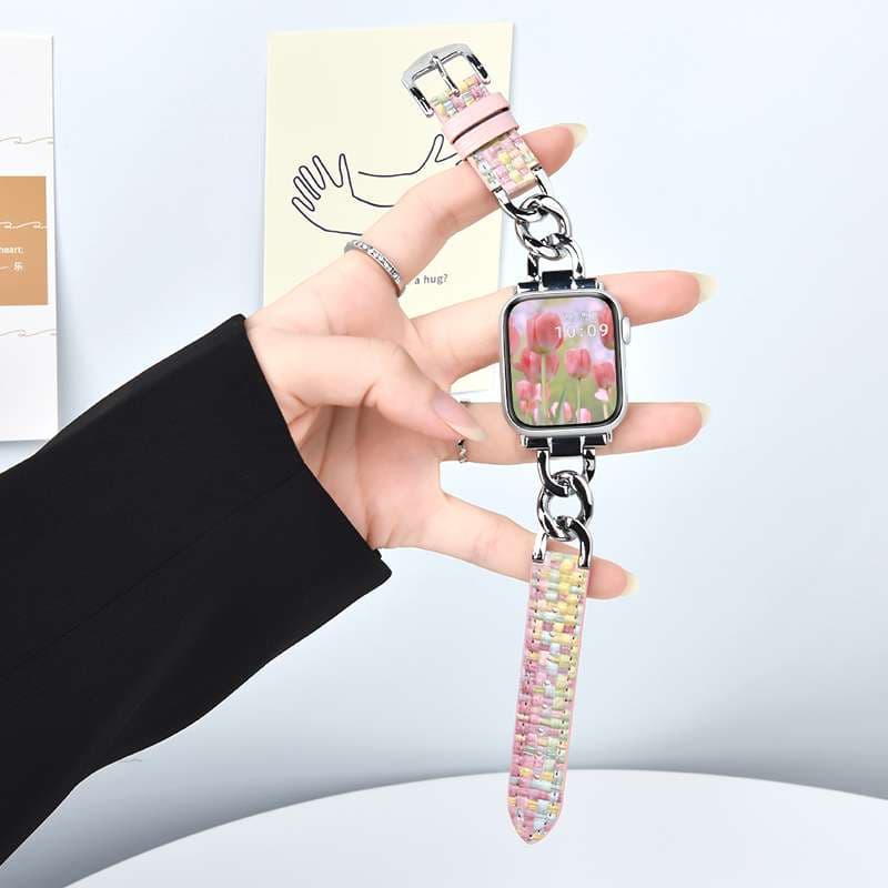 アップルウォッチバンド きらきらチェーン付き交換用スマートウォッチベルト