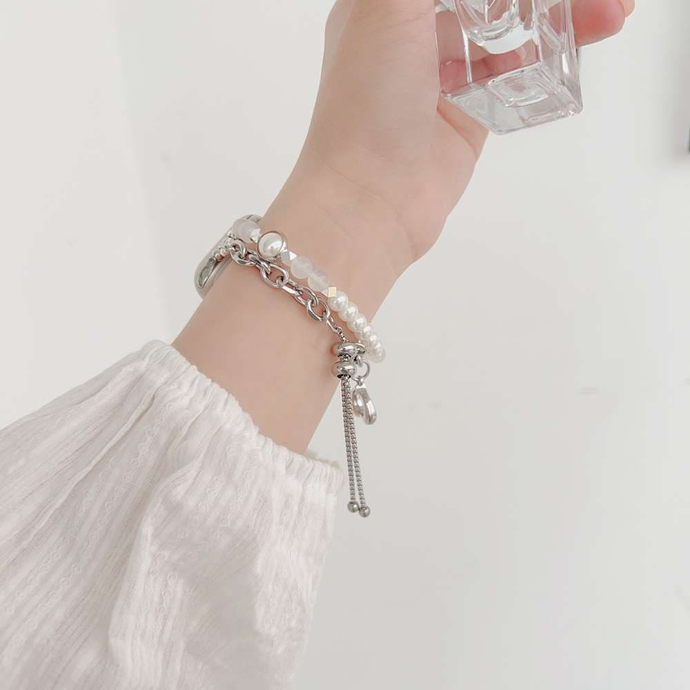 アップルウォッチバンド パールとクリスタルのチャーム付きウォッチバンド