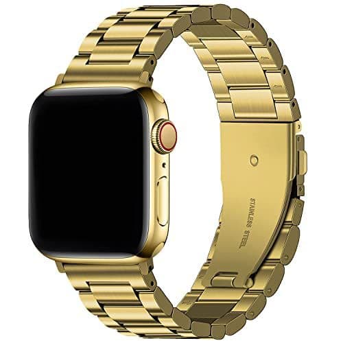 アップルウォッチバンド 三連リンク留め具付きステンレス製腕時計替えバンド