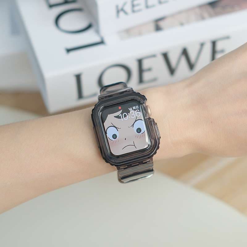 アップルウォッチバンド 透明樹脂製一体型保護ケース付きバンド