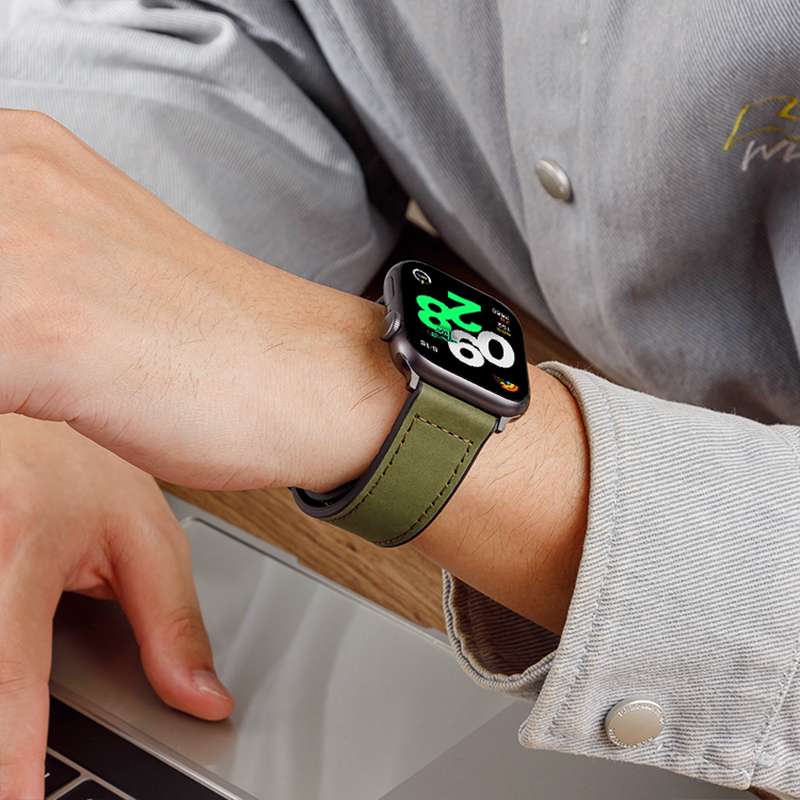 アップルウォッチバンド 本革ステッチ入りスマートウォッチバンド