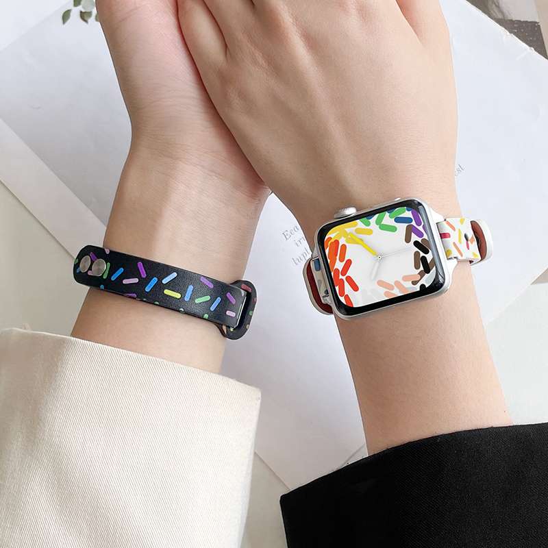 アップルウォッチバンド カラフルスプリンクル柄スマートウォッチバンド