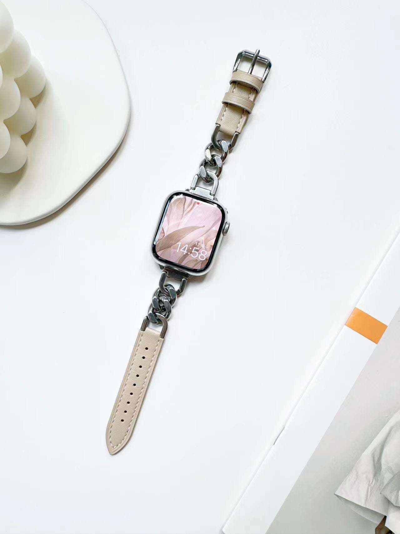 アップルウォッチバンド エレガントチェーンレザーコンビApple Watchバンド