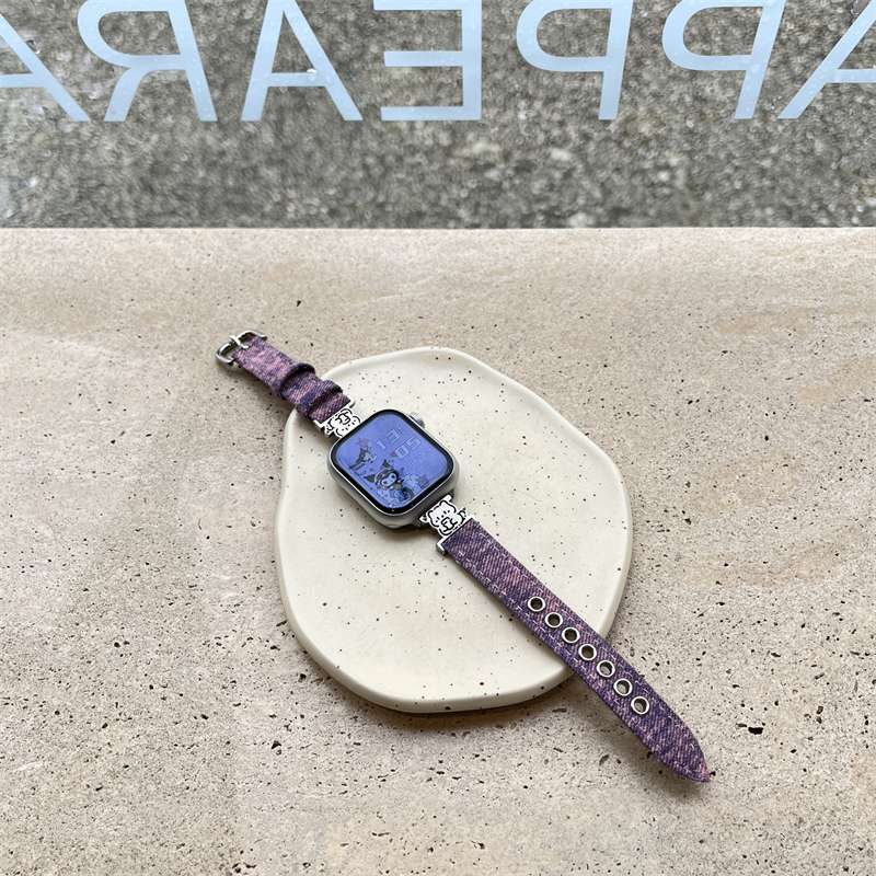 アップルウォッチバンド レトロ装飾金具付きレザー調バンド