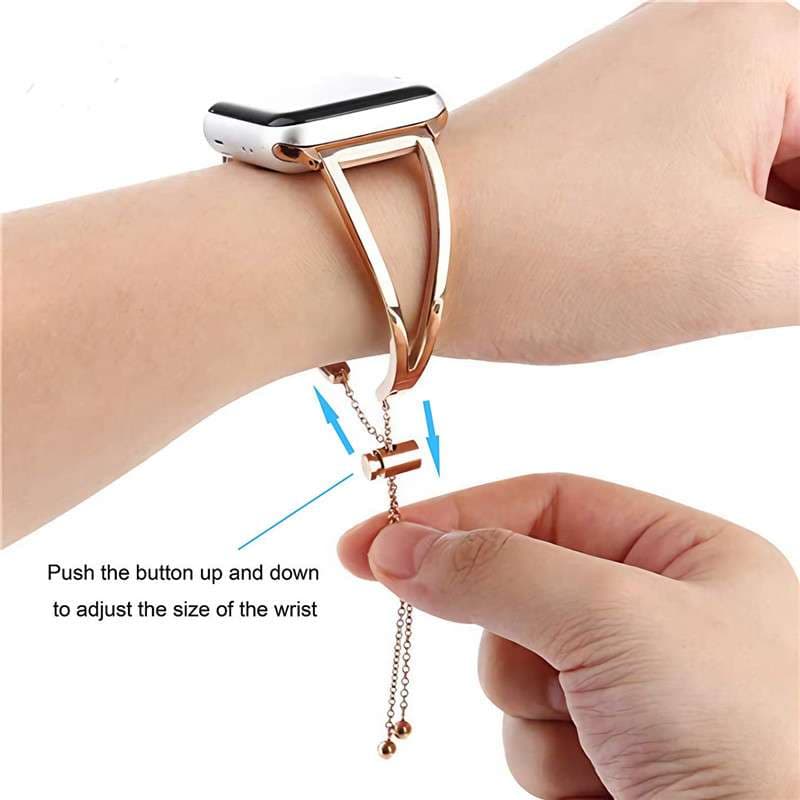 アップルウォッチバンド エレガントローズゴールドチェーンブレスレットバンド