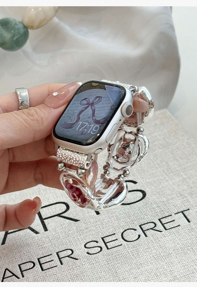 アップルウォッチバンド 高級感漂うローズクリスタルスマートウォッチバンド