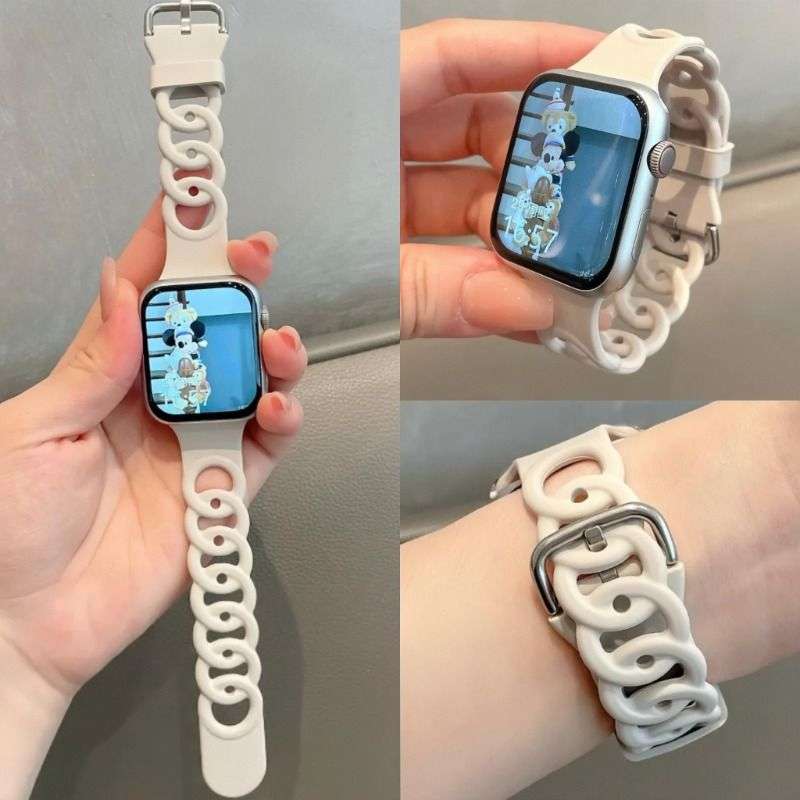 アップルウォッチバンド 輪っか模様のシリコン製スマートウォッチバンド