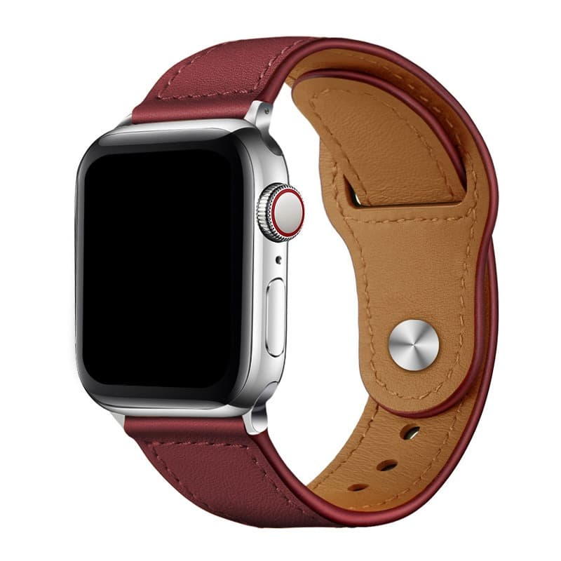 アップルウォッチバンド 本革一体型ボタン式時計替えバンド