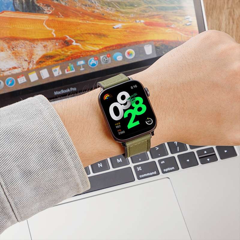 アップルウォッチバンド 本革ステッチ入りスマートウォッチバンド