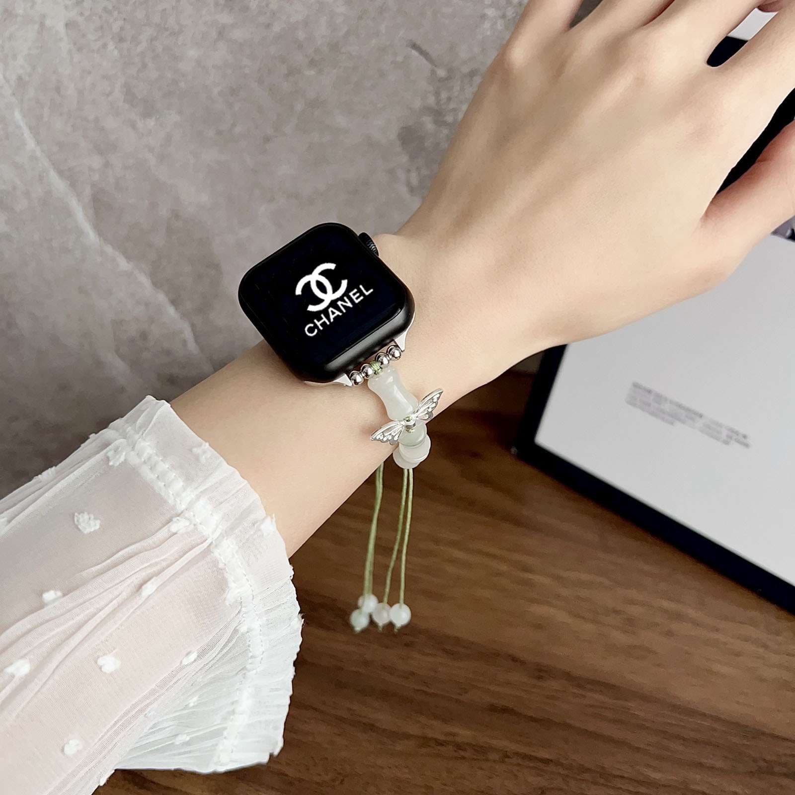 アップルウォッチバンド 蝶モチーフ ジェムストーンバンド