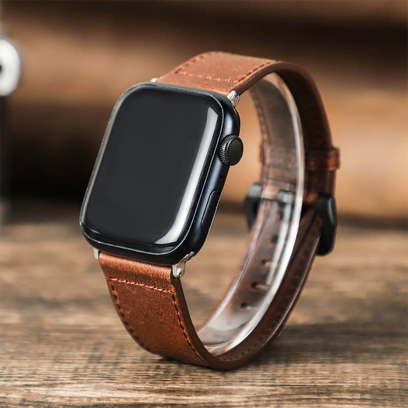 アップルウォッチバンドレザー 本革ステッチ入りスリム型時計替えバンド