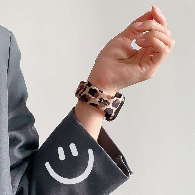 アップルウォッチバンド 豹柄シュシュデザインシリコンバンド
