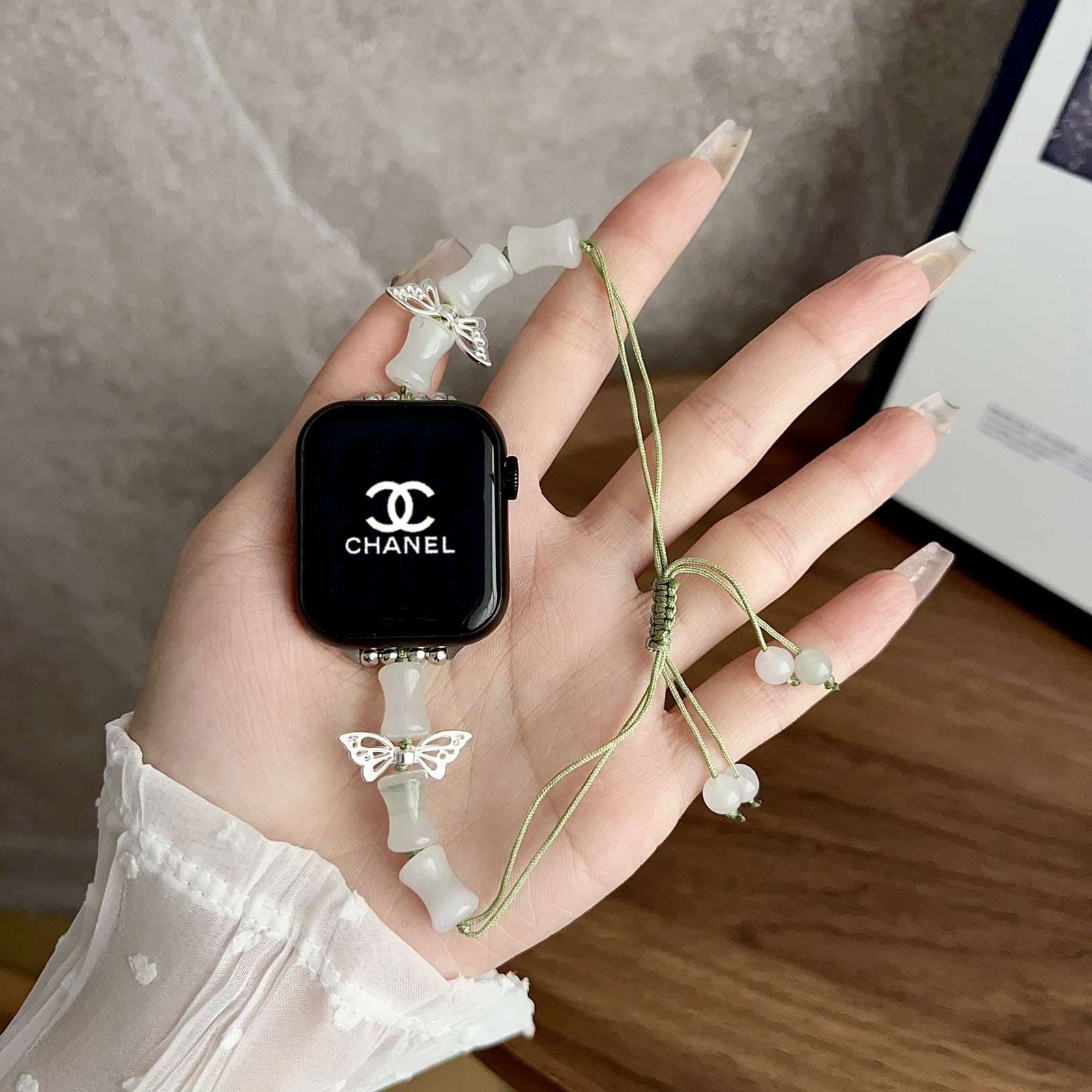アップルウォッチバンド 蝶モチーフ ジェムストーンバンド