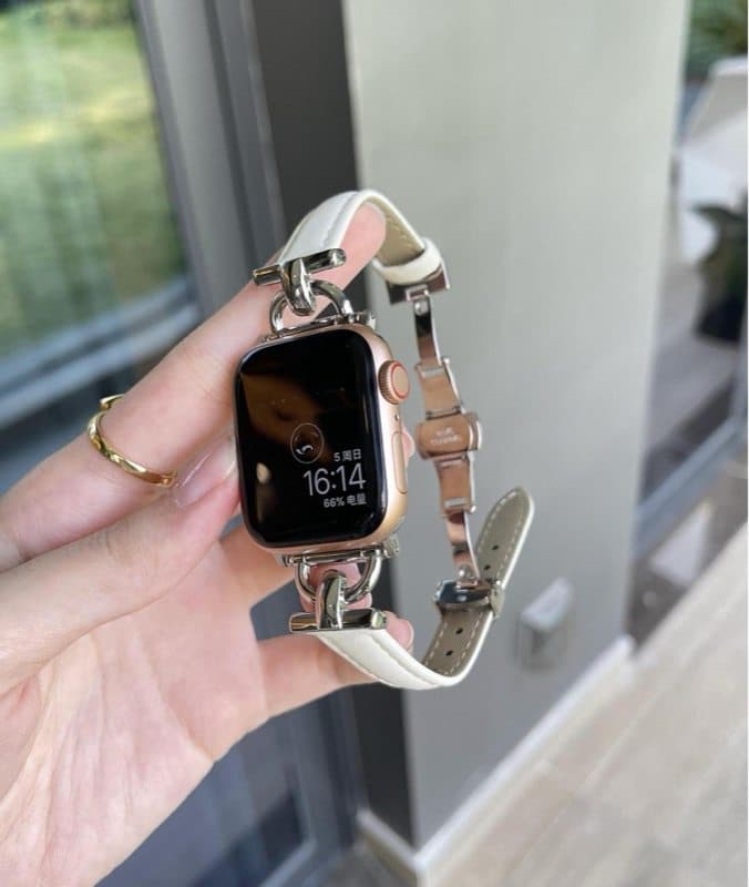 アップルウォッチバンド 上質レザー チェーンデザイン 腕時計ベルト