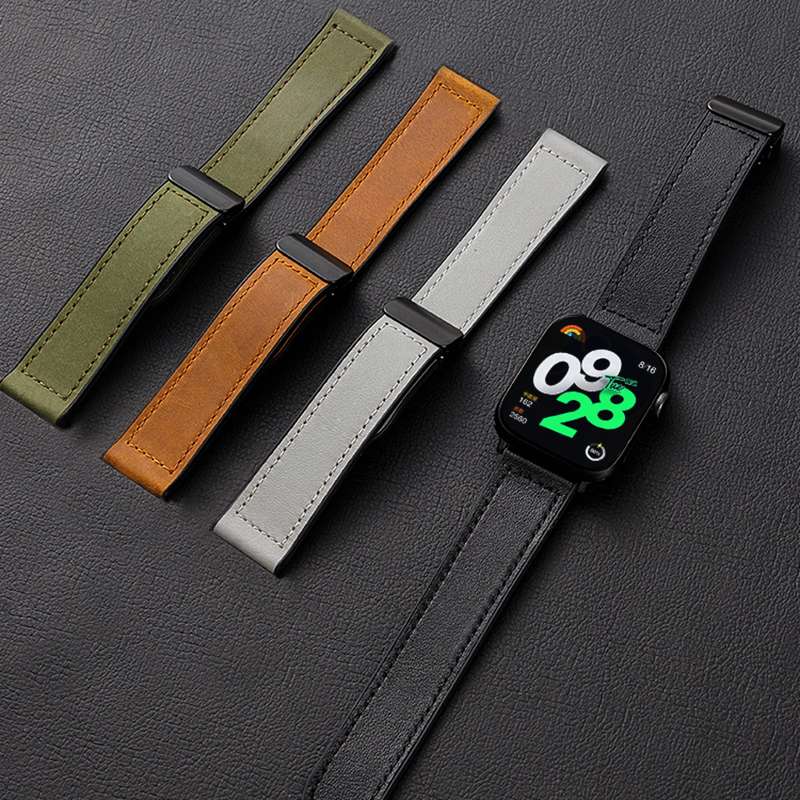 アップルウォッチバンド 本革ステッチ入りスマートウォッチバンド