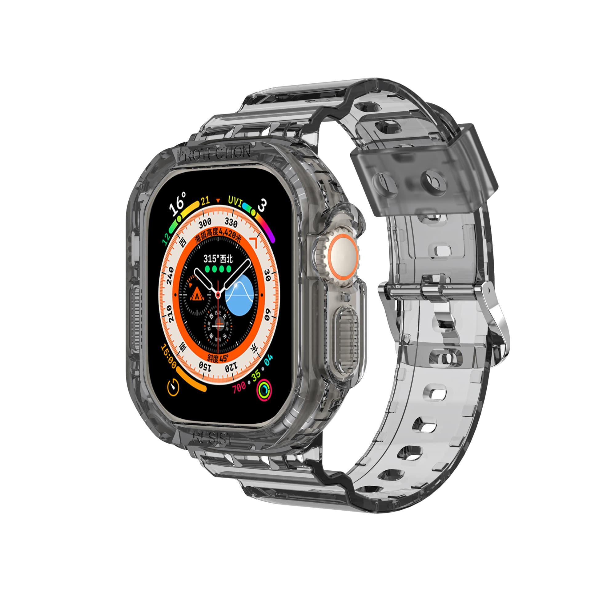 アップルウォッチバンド 透明保護ケース一体型スポーツバンド