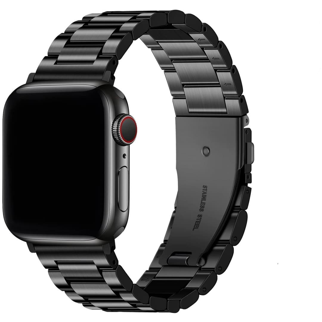 アップルウォッチバンド 三連リンク留め具付きステンレス製腕時計替えバンド