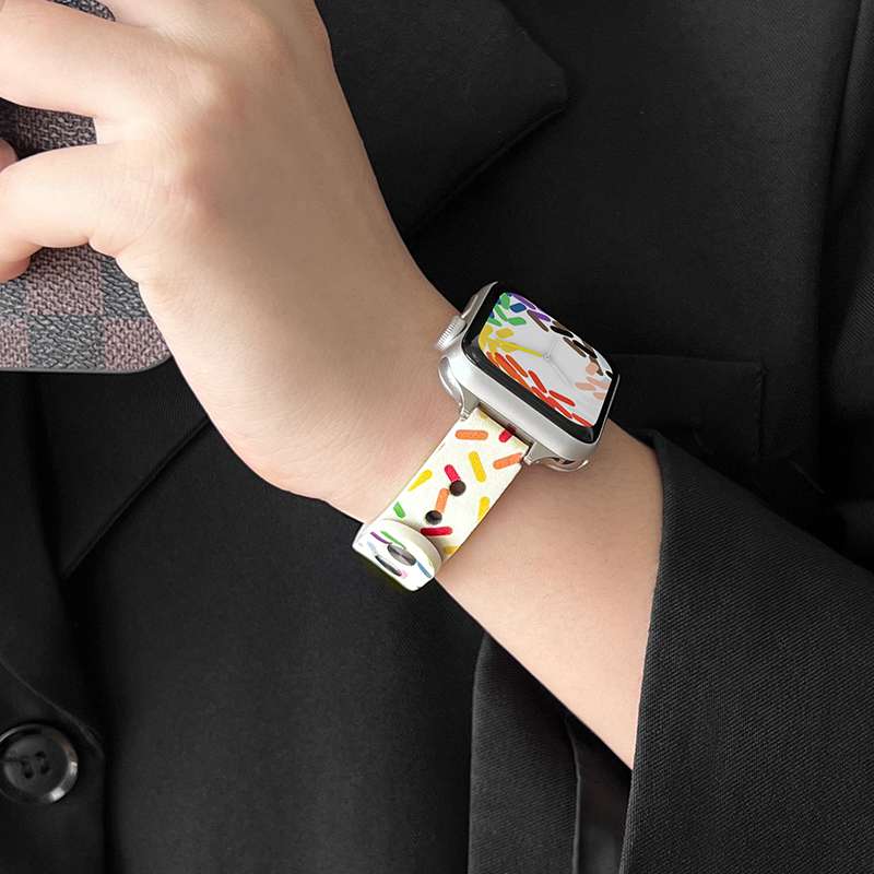 アップルウォッチバンド カラフルスプリンクル柄スマートウォッチバンド