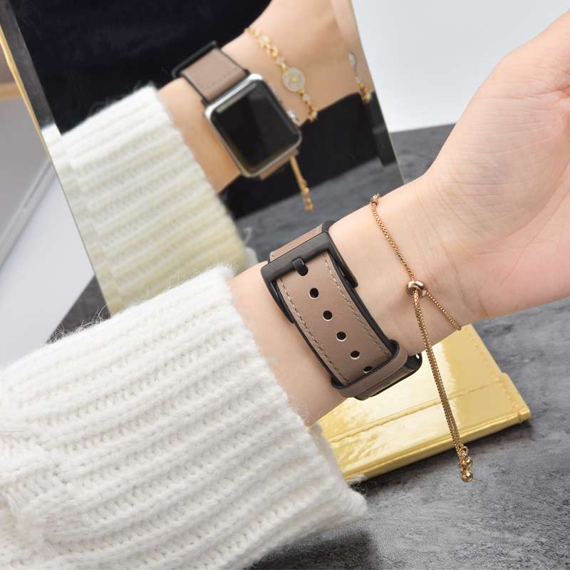 アップルウォッチバンド 本革シンプルステッチ交換ベルト