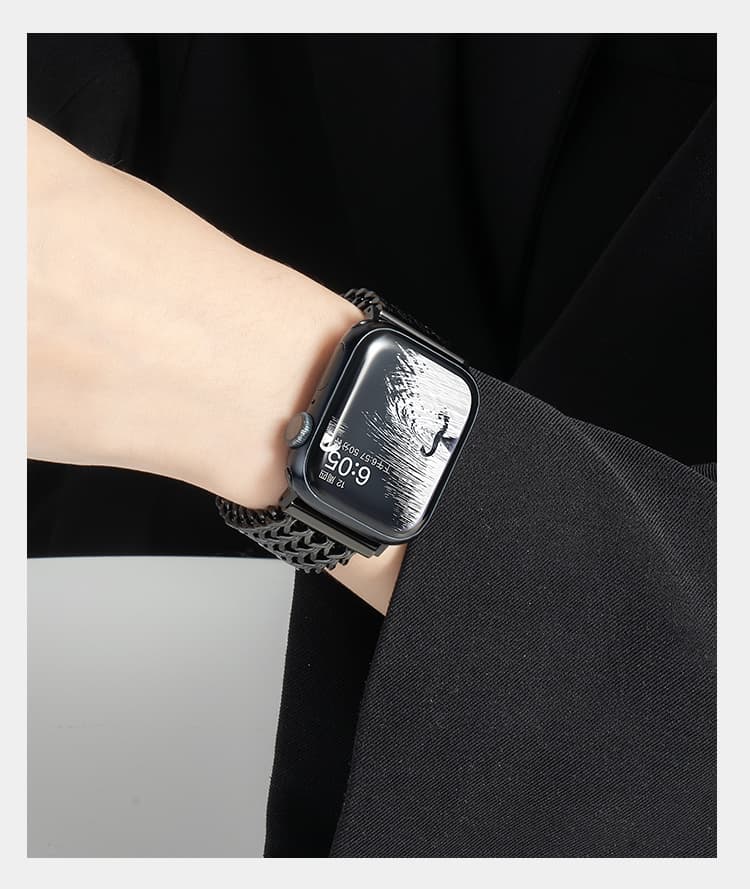 アップルウォッチバンド 編みこみステンレスチェーンバンド