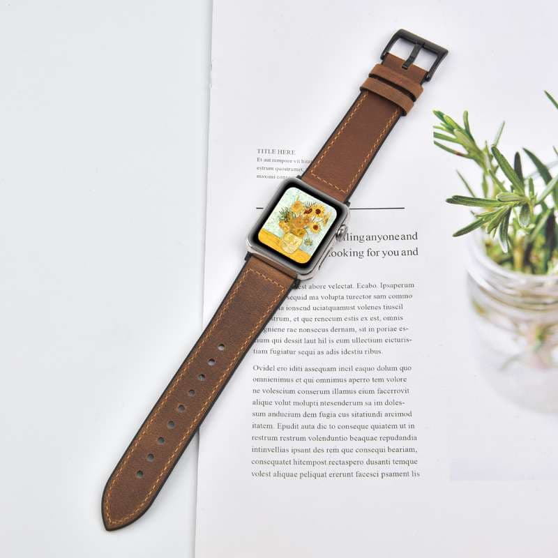 アップルウォッチバンド 本革シンプルステッチ交換ベルト