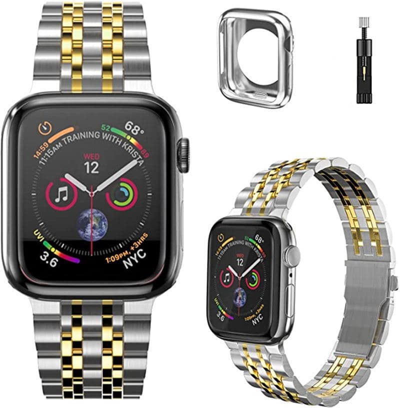 アップルウォッチバンド ステンレス 高級感溢れる七つ編みチェーンステンレス製時計替えバンド