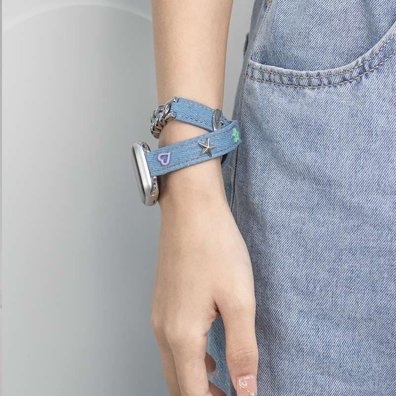 アップルウォッチバンド デニムチャーム付きApple Watchバンド